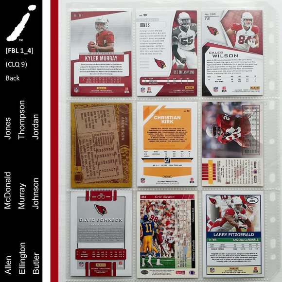 Arizona Cardinals 9 Player Card Lot [FBL1_4] - Picture 2 of 8